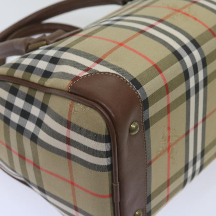 BurberrySs Nova Check Boston Bag Canvas Beige Auth ep3638