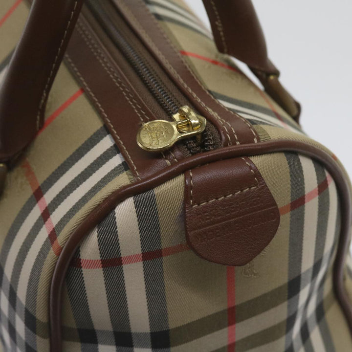 BurberrySs Nova Check Boston Bag Canvas Beige Auth ep3638