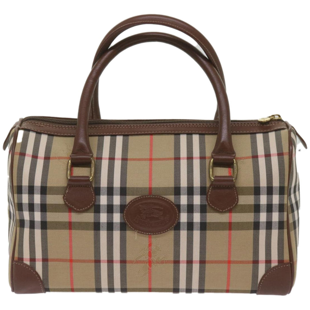 BurberrySs Nova Check Boston Bag Canvas Beige Auth ep3638