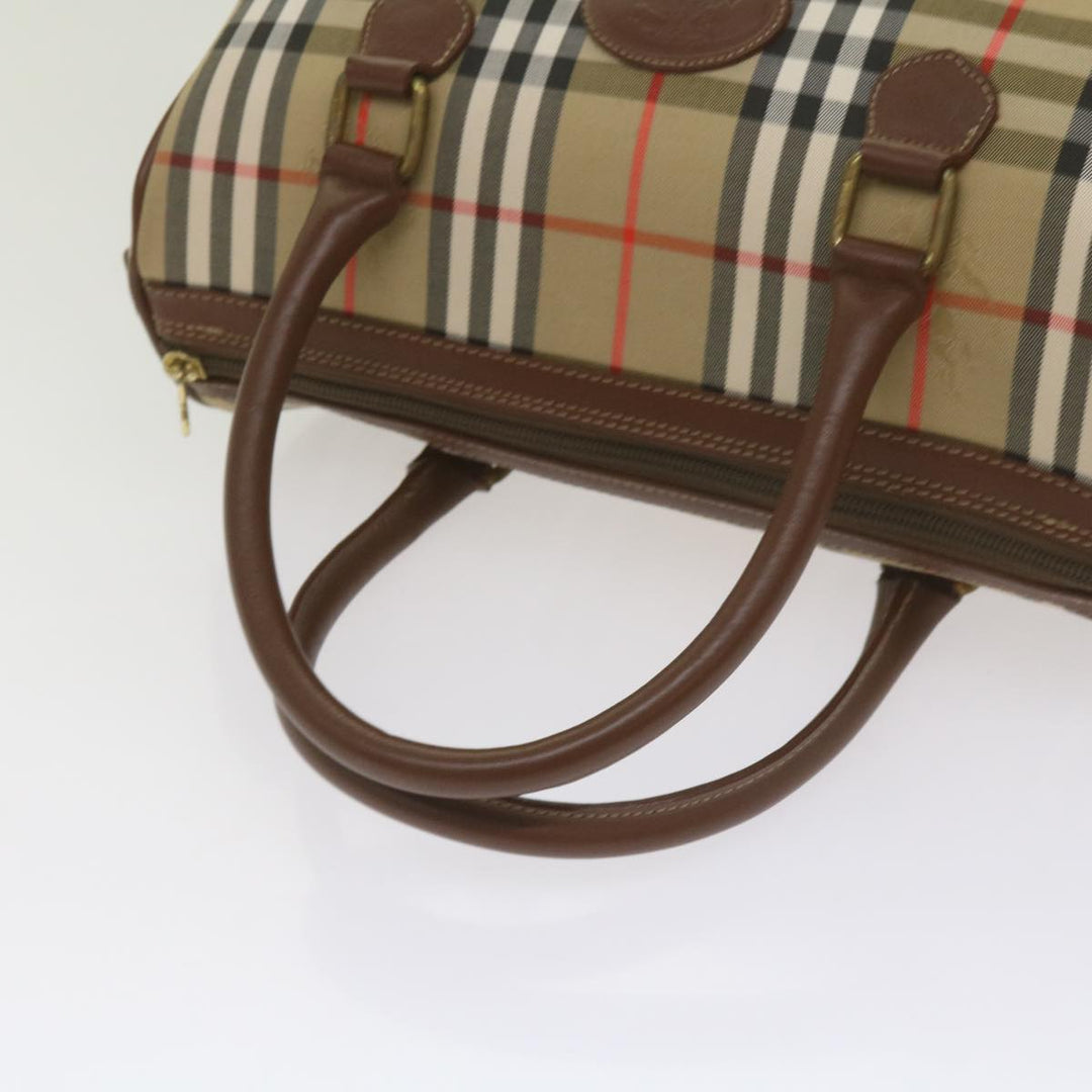 BurberrySs Nova Check Boston Bag Canvas Beige Auth ep3638