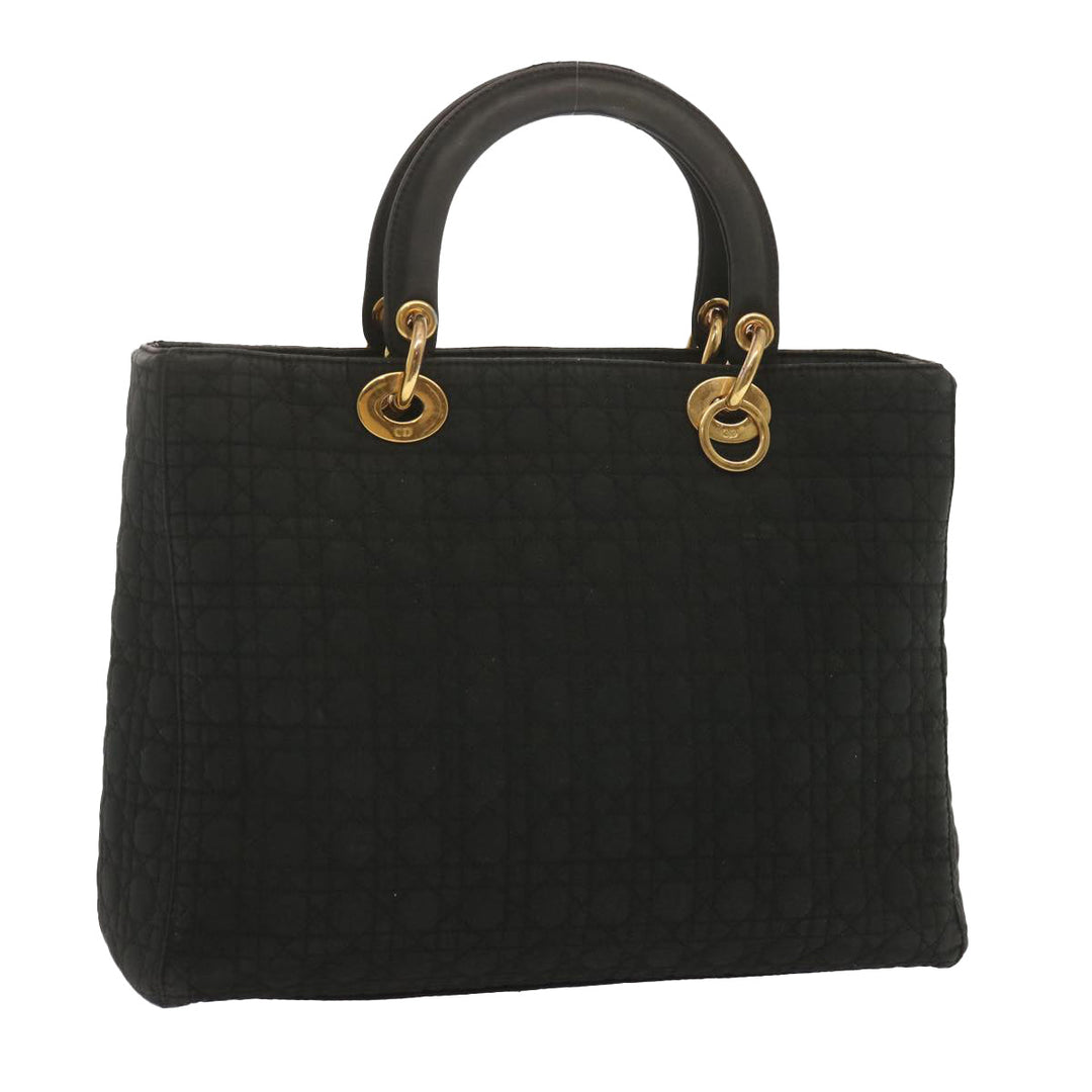 CHRISTIAN Top quality Dior Lady Top quality Dior Hand Bag Nylon Black Auth ep3697