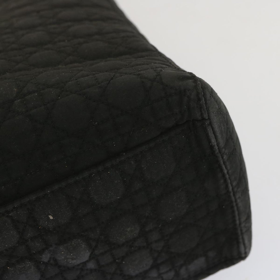 CHRISTIAN Top quality Dior Lady Top quality Dior Hand Bag Nylon Black Auth ep3697
