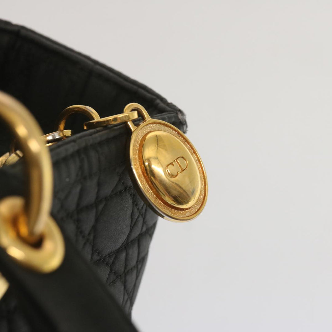 CHRISTIAN Top quality Dior Lady Top quality Dior Hand Bag Nylon Black Auth ep3697