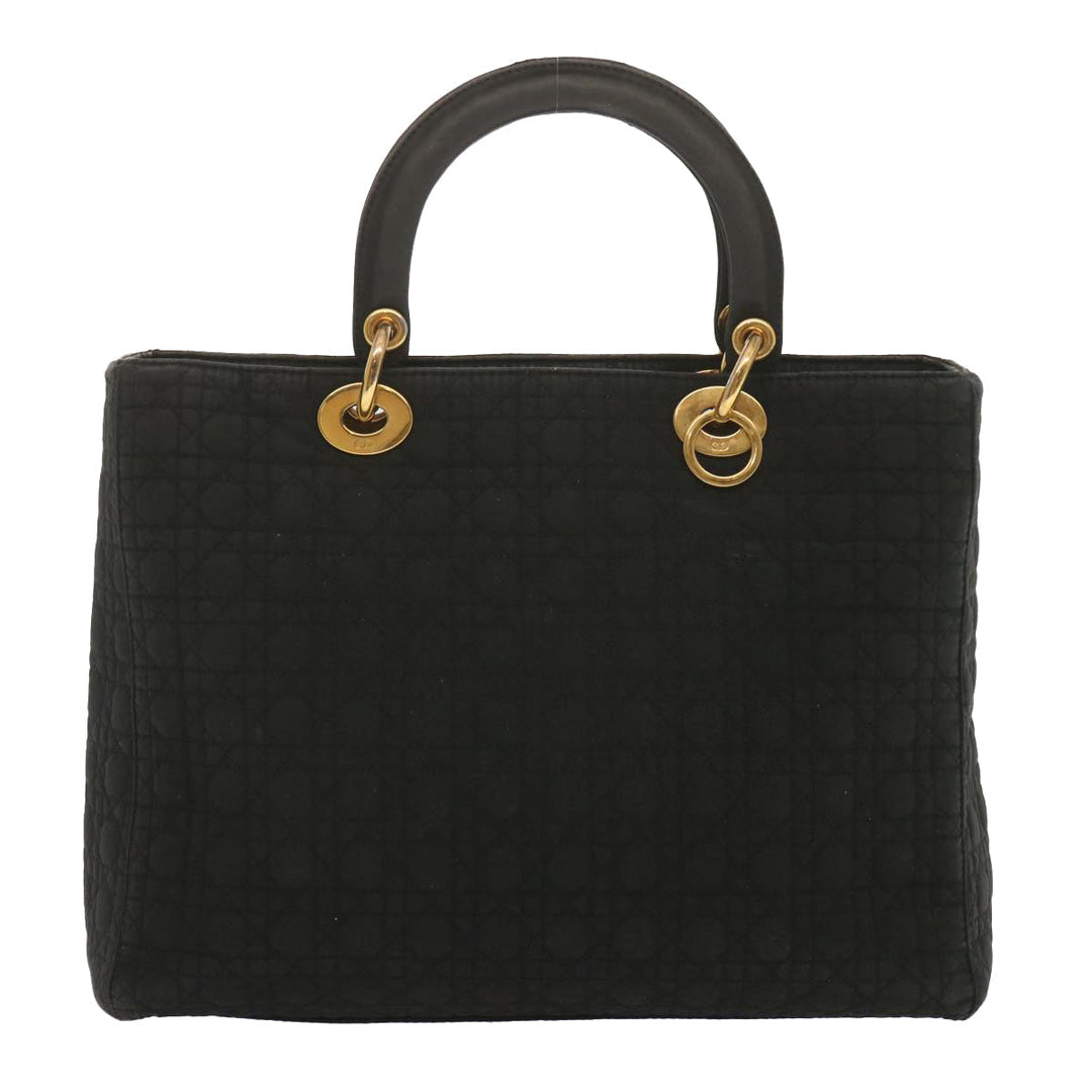 CHRISTIAN Top quality Dior Lady Top quality Dior Hand Bag Nylon Black Auth ep3697