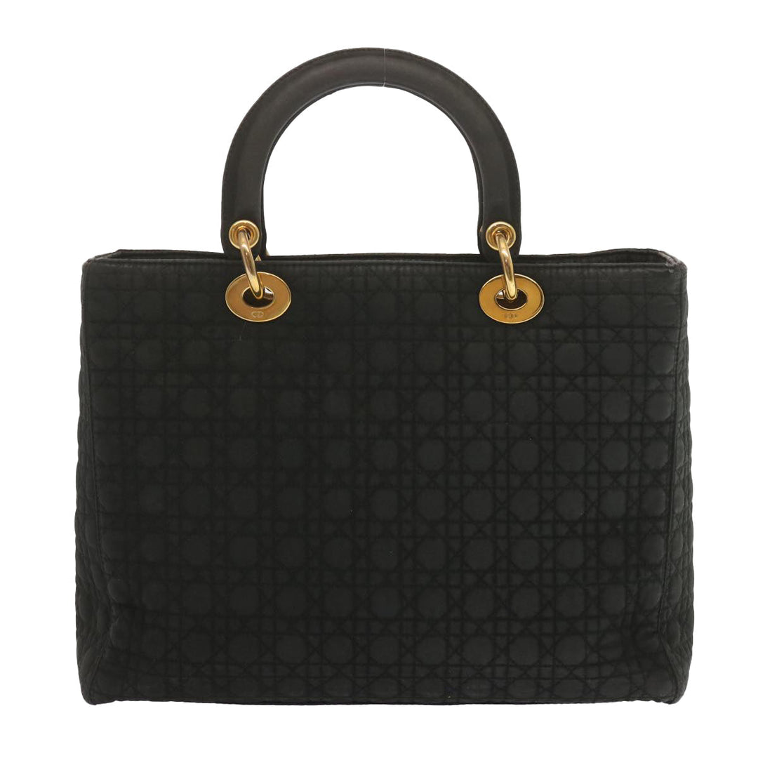 CHRISTIAN Top quality Dior Lady Top quality Dior Hand Bag Nylon Black Auth ep3697