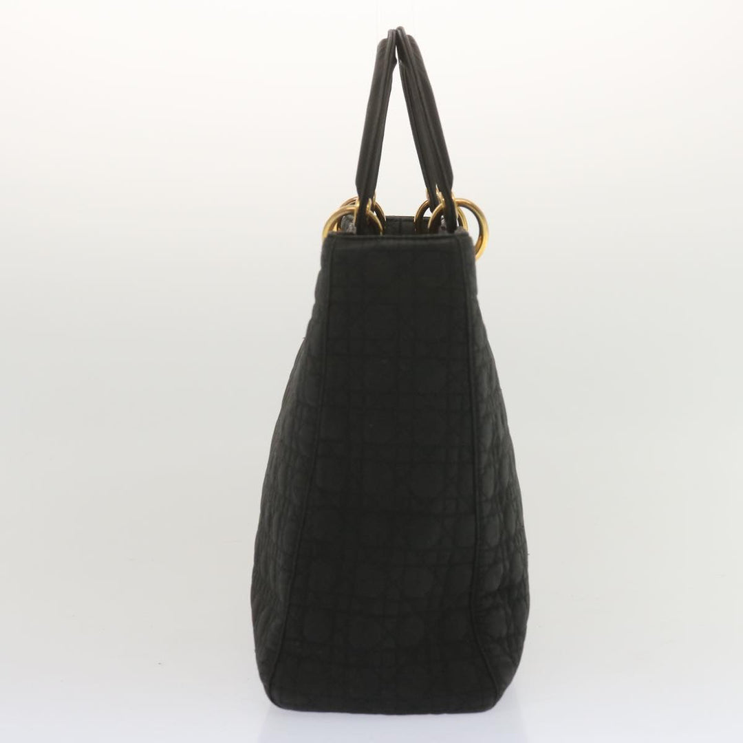 CHRISTIAN Top quality Dior Lady Top quality Dior Hand Bag Nylon Black Auth ep3697