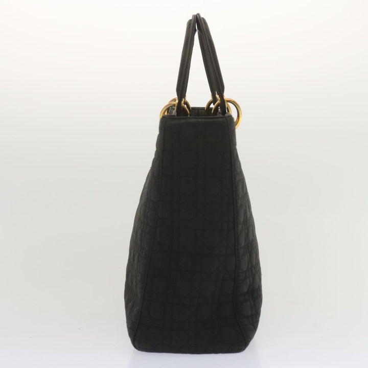 CHRISTIAN Top quality Dior Lady Top quality Dior Hand Bag Nylon Black Auth ep3697