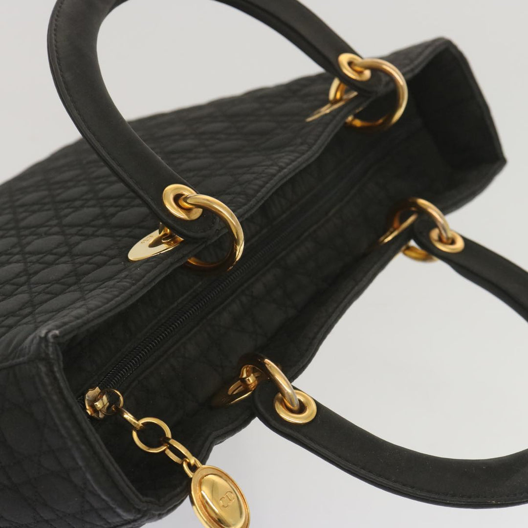 CHRISTIAN Top quality Dior Lady Top quality Dior Hand Bag Nylon Black Auth ep3697
