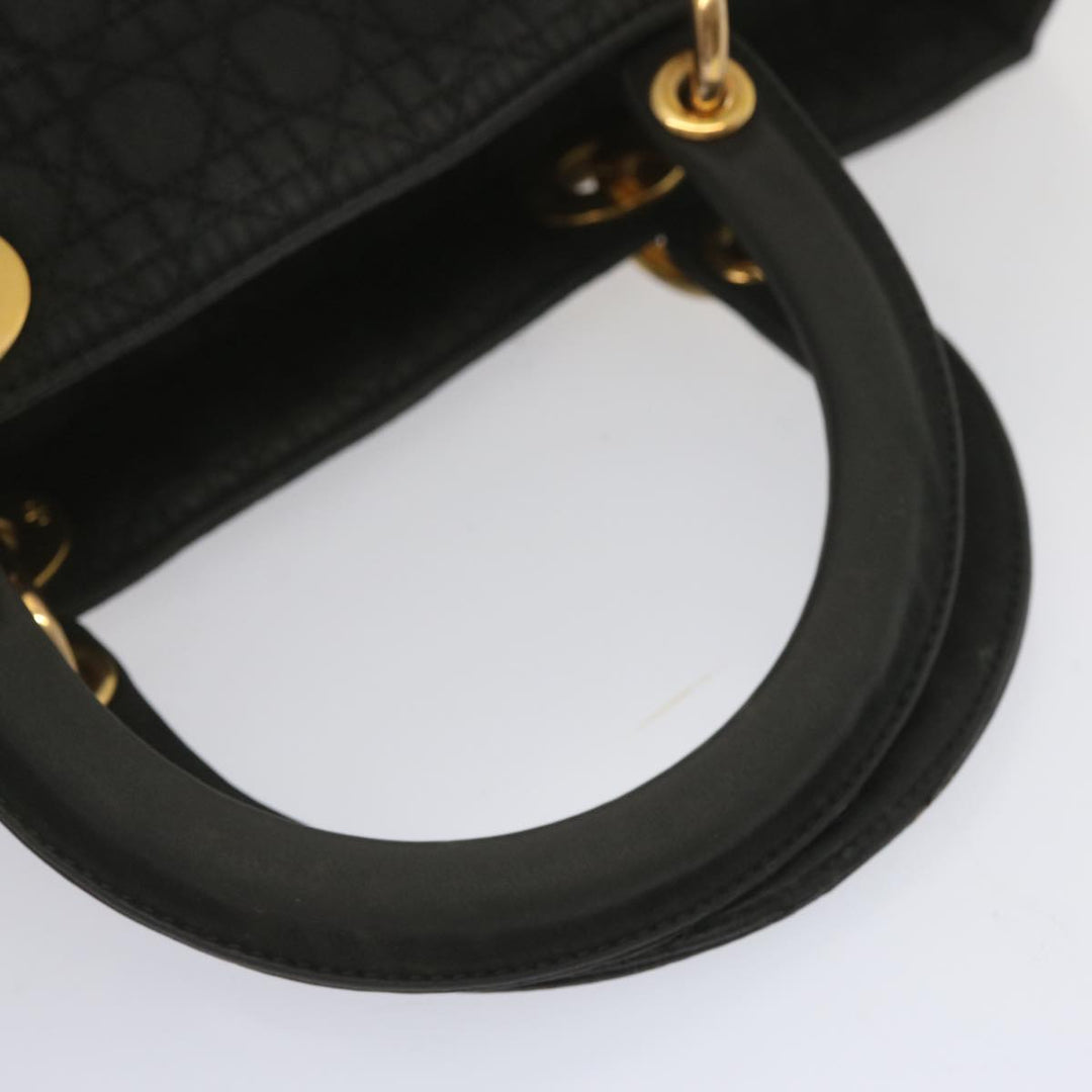 CHRISTIAN Top quality Dior Lady Top quality Dior Hand Bag Nylon Black Auth ep3697