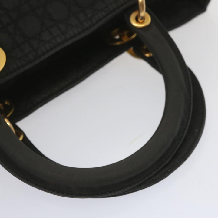 CHRISTIAN Top quality Dior Lady Top quality Dior Hand Bag Nylon Black Auth ep3697