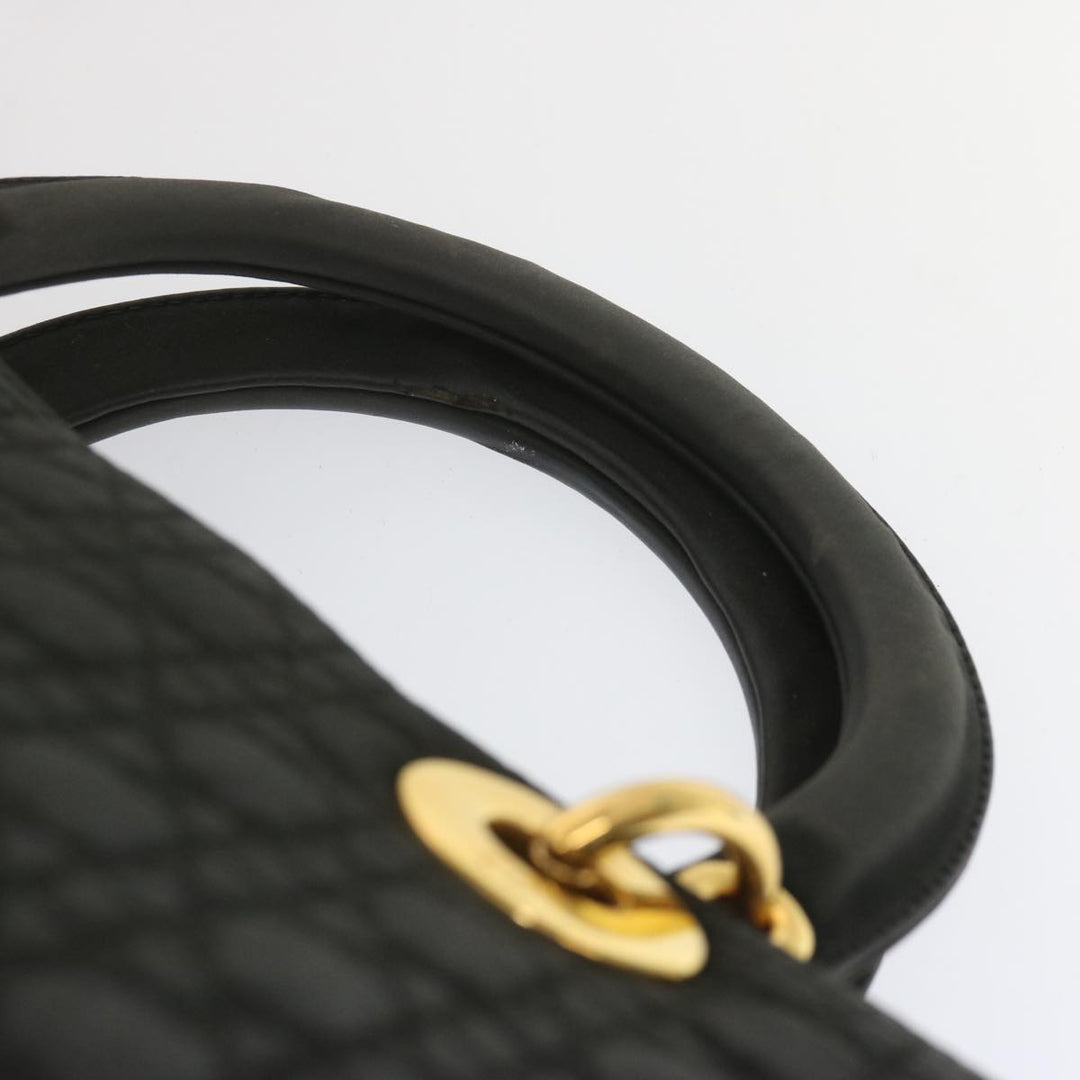 CHRISTIAN Top quality Dior Lady Top quality Dior Hand Bag Nylon Black Auth ep3697
