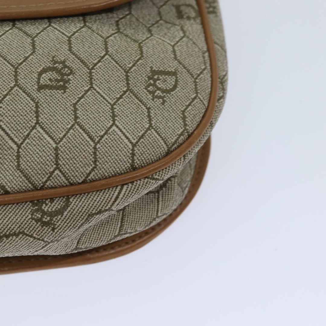 CHRISTIAN Top quality Dior Honeycomb Canvas Shoulder Bag PVC Leather Beige Auth ep3713