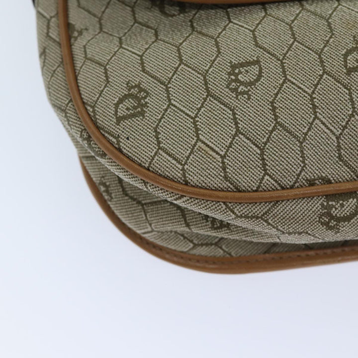 CHRISTIAN Top quality Dior Honeycomb Canvas Shoulder Bag PVC Leather Beige Auth ep3713