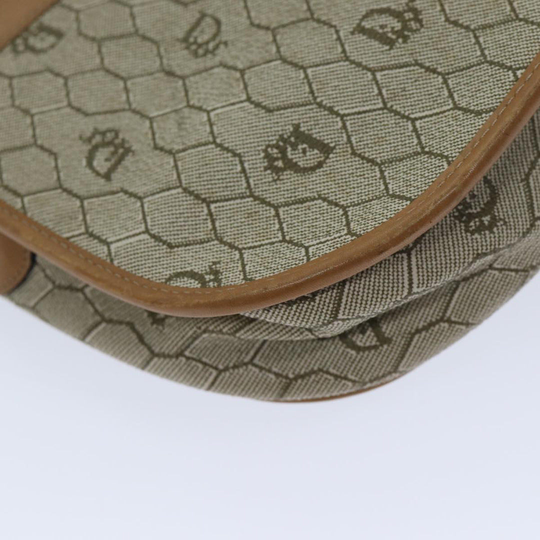 CHRISTIAN Top quality Dior Honeycomb Canvas Shoulder Bag PVC Leather Beige Auth ep3713