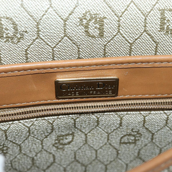 CHRISTIAN Top quality Dior Honeycomb Canvas Shoulder Bag PVC Leather Beige Auth ep3713