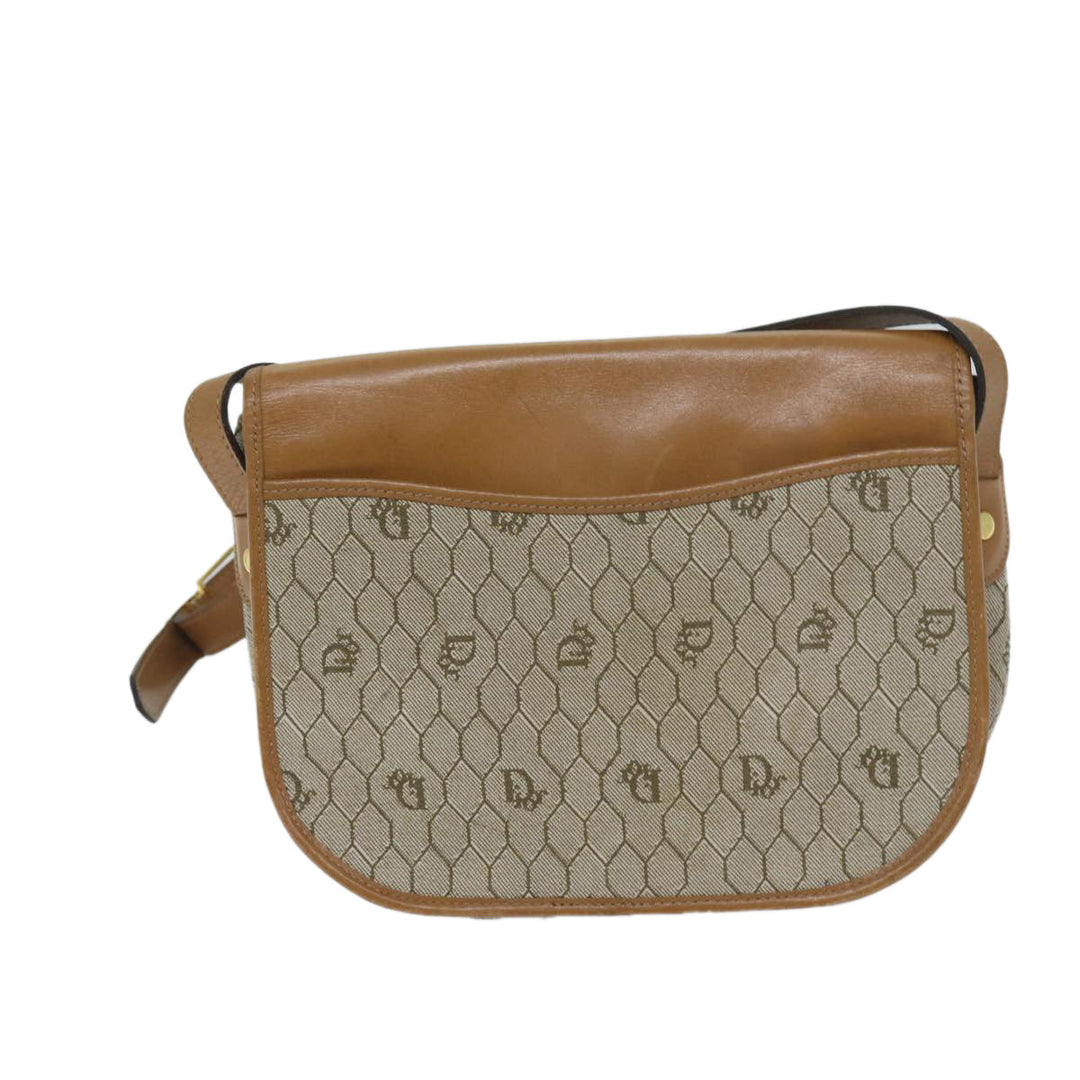 CHRISTIAN Top quality Dior Honeycomb Canvas Shoulder Bag PVC Leather Beige Auth ep3713