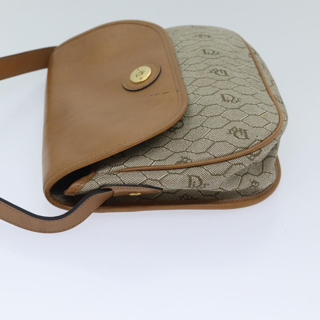 CHRISTIAN Top quality Dior Honeycomb Canvas Shoulder Bag PVC Leather Beige Auth ep3713