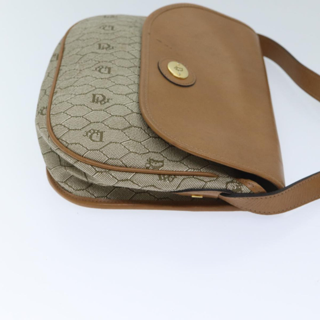 CHRISTIAN Top quality Dior Honeycomb Canvas Shoulder Bag PVC Leather Beige Auth ep3713