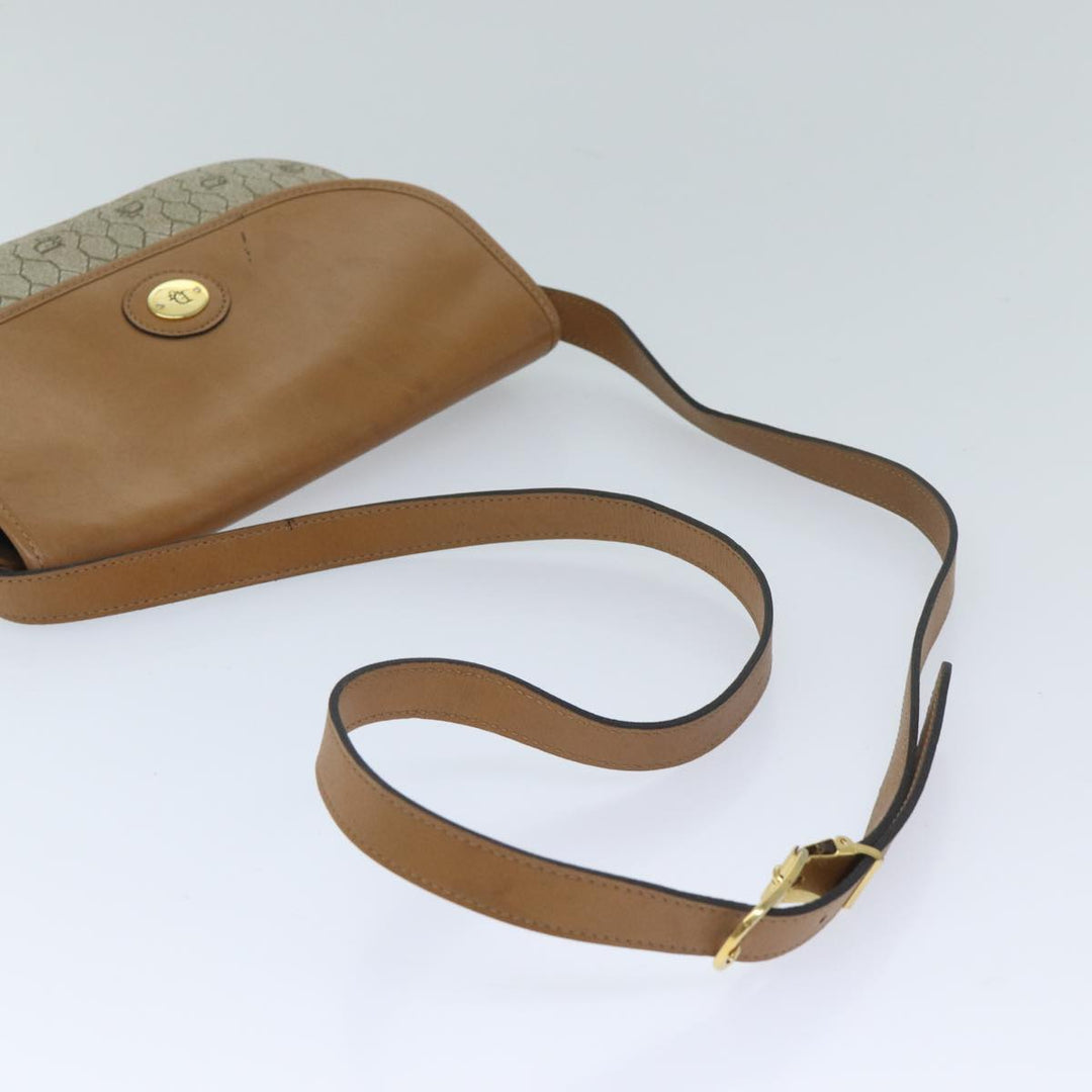 CHRISTIAN Top quality Dior Honeycomb Canvas Shoulder Bag PVC Leather Beige Auth ep3713