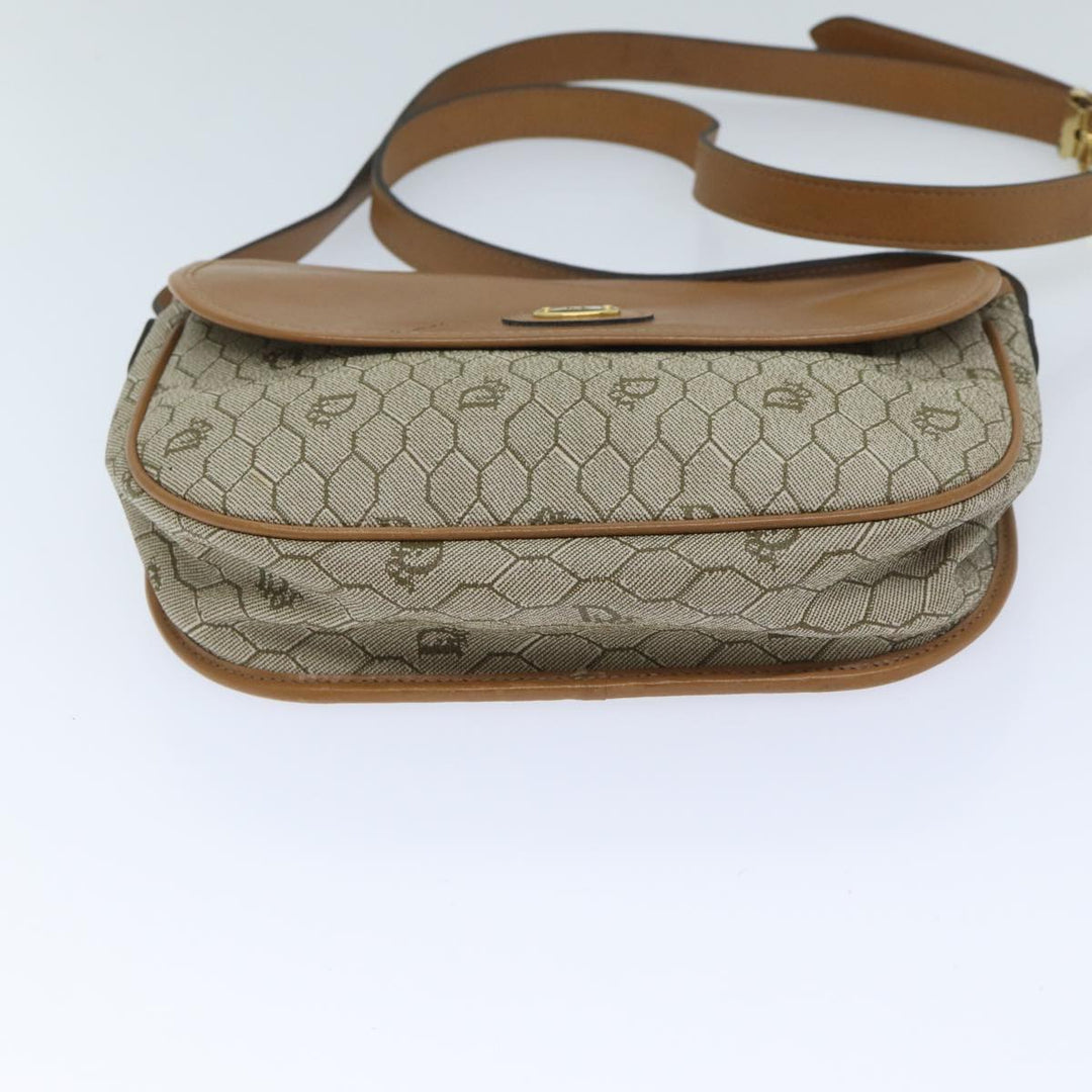 CHRISTIAN Top quality Dior Honeycomb Canvas Shoulder Bag PVC Leather Beige Auth ep3713