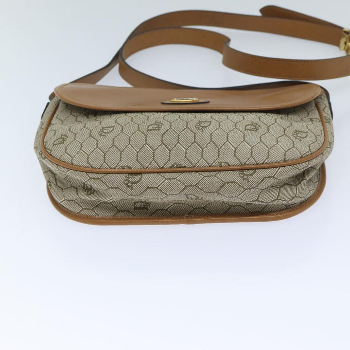 CHRISTIAN Top quality Dior Honeycomb Canvas Shoulder Bag PVC Leather Beige Auth ep3713