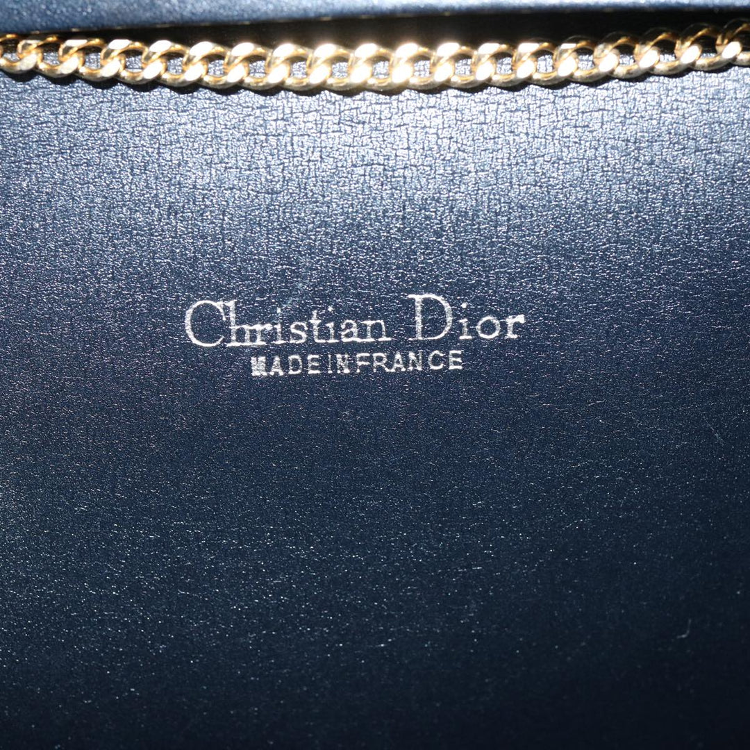 CHRISTIAN Top quality Dior Trotter Canvas Chain Shoulder Bag Navy Auth ep3714