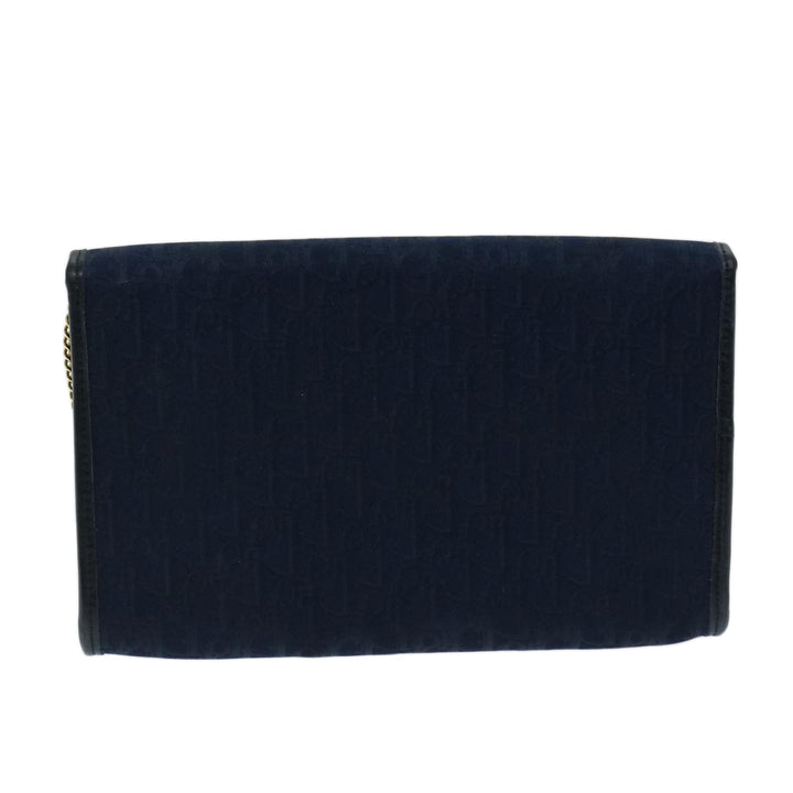 CHRISTIAN Top quality Dior Trotter Canvas Chain Shoulder Bag Navy Auth ep3714