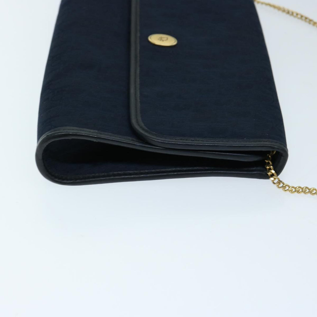 CHRISTIAN Top quality Dior Trotter Canvas Chain Shoulder Bag Navy Auth ep3714