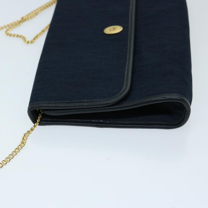 CHRISTIAN Top quality Dior Trotter Canvas Chain Shoulder Bag Navy Auth ep3714