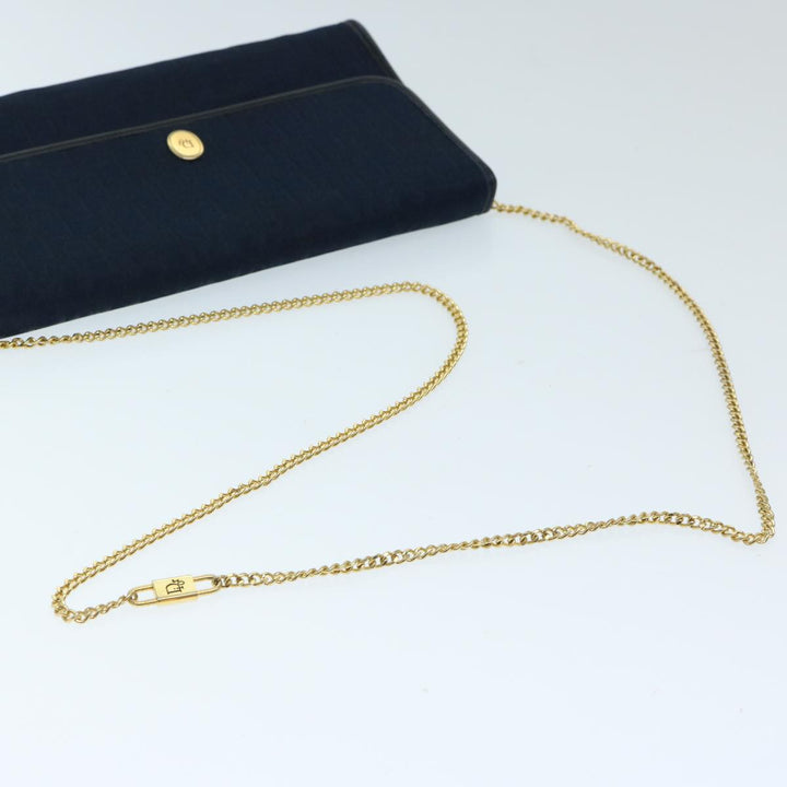 CHRISTIAN Top quality Dior Trotter Canvas Chain Shoulder Bag Navy Auth ep3714