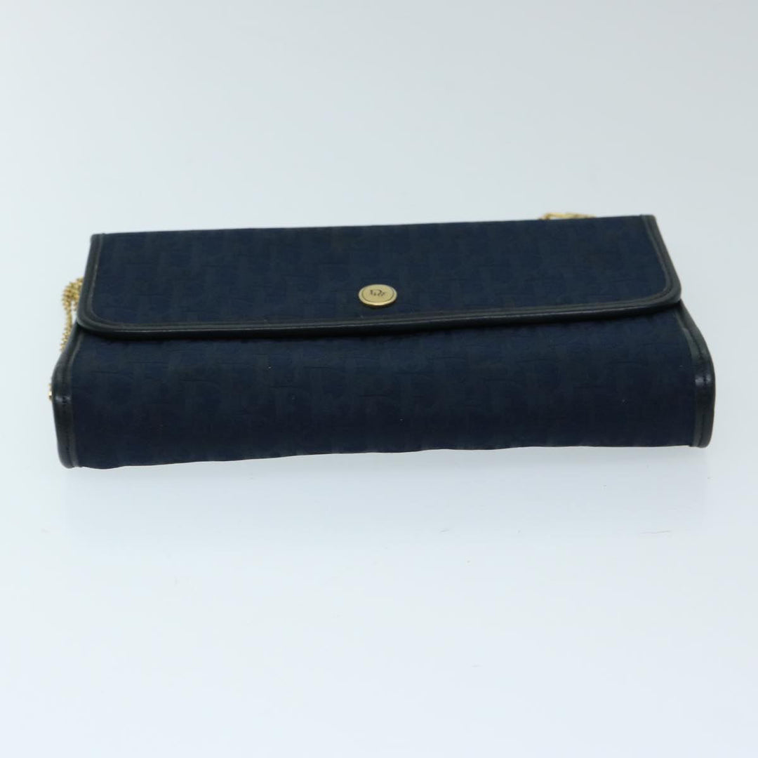 CHRISTIAN Top quality Dior Trotter Canvas Chain Shoulder Bag Navy Auth ep3714