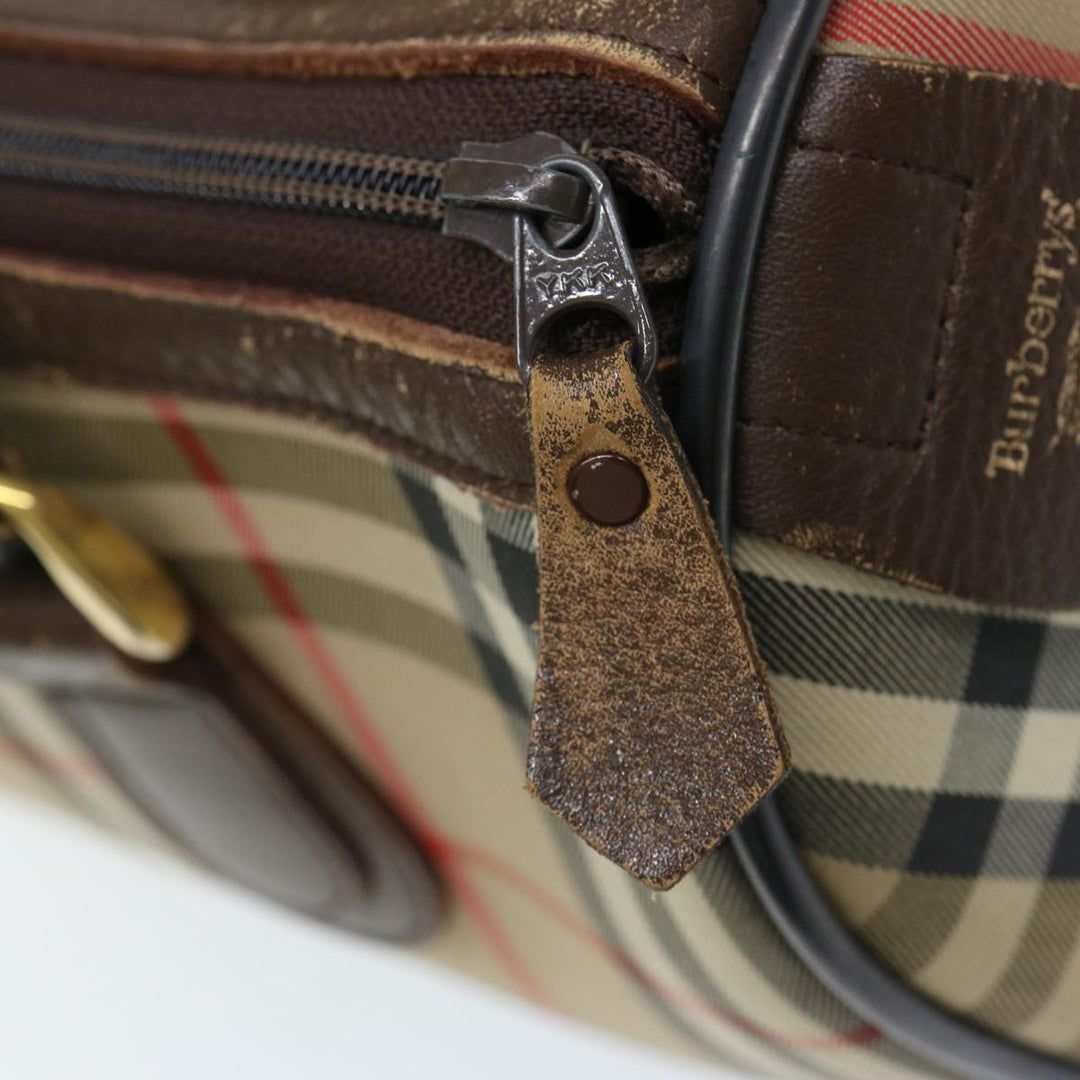 BurberrySs Nova Check Hand Bag Canvas Beige Auth ep3738