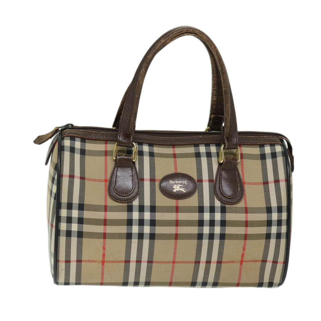 BurberrySs Nova Check Hand Bag Canvas Beige Auth ep3738