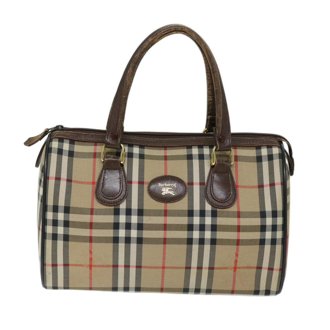 BurberrySs Nova Check Hand Bag Canvas Beige Auth ep3738