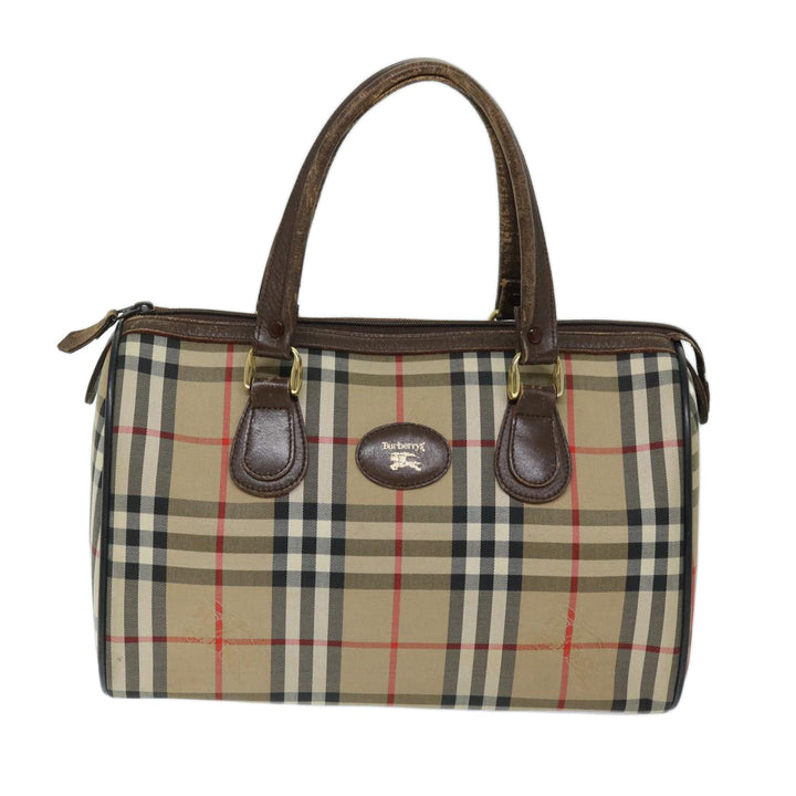 BurberrySs Nova Check Hand Bag Canvas Beige Auth ep3738