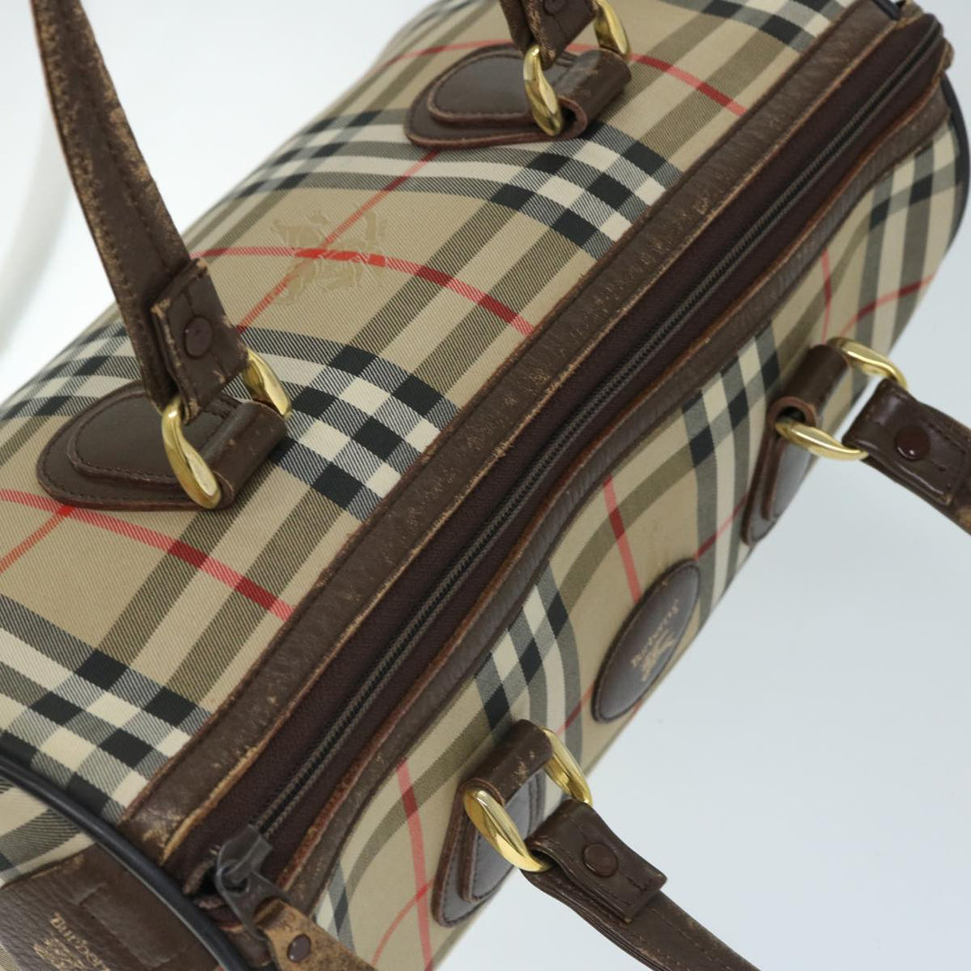 BurberrySs Nova Check Hand Bag Canvas Beige Auth ep3738