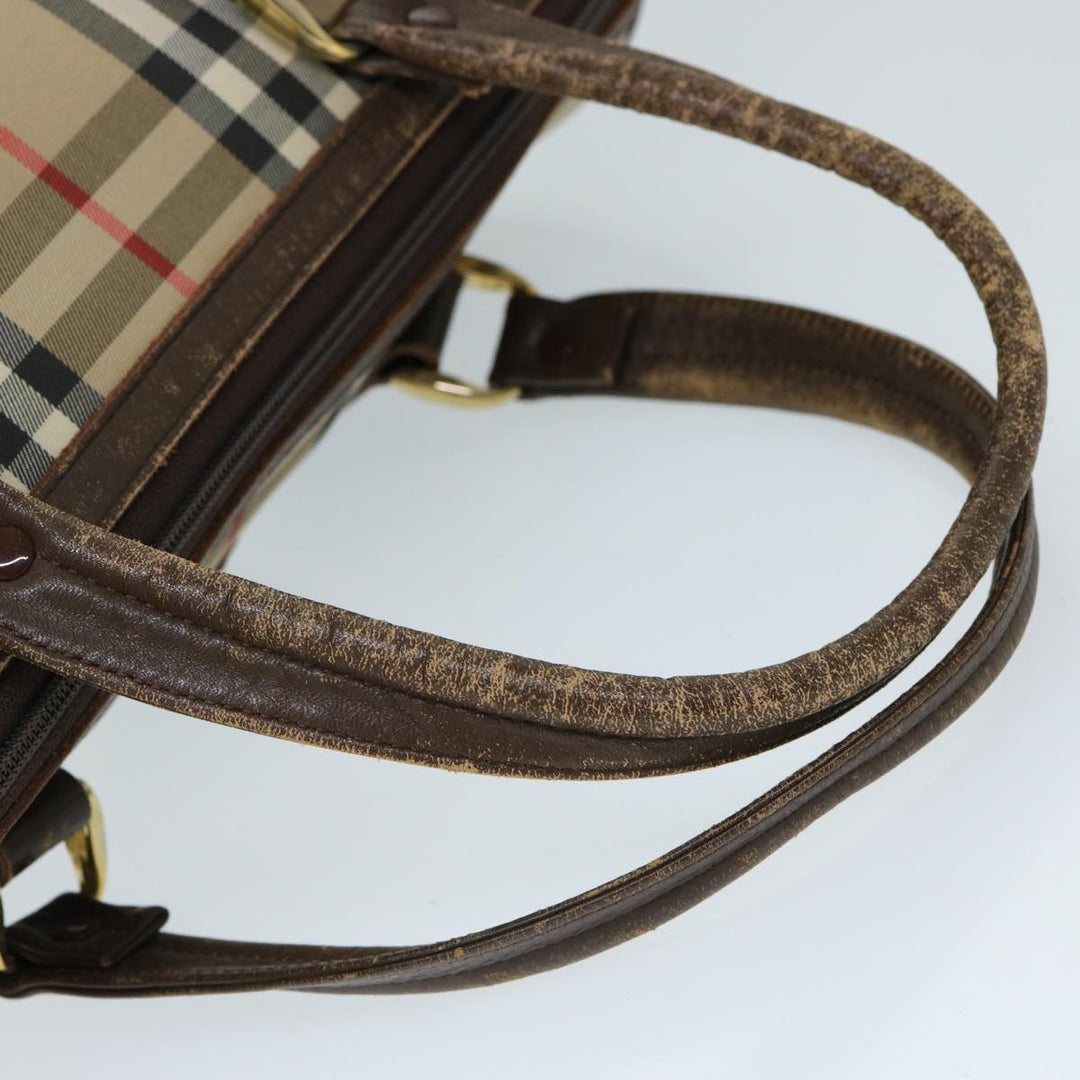 BurberrySs Nova Check Hand Bag Canvas Beige Auth ep3738