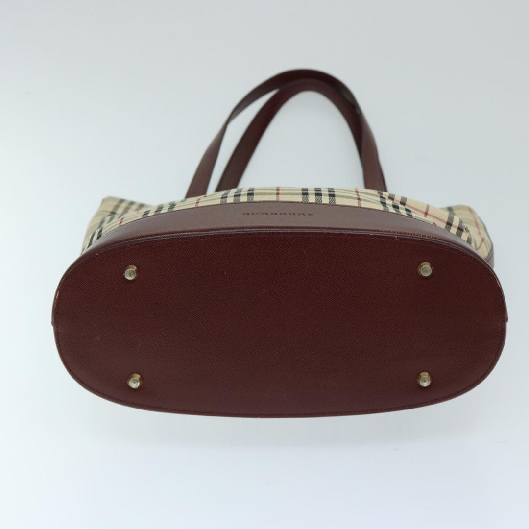 Burberry Nova Check Tote Bag Canvas Beige Auth ep3741