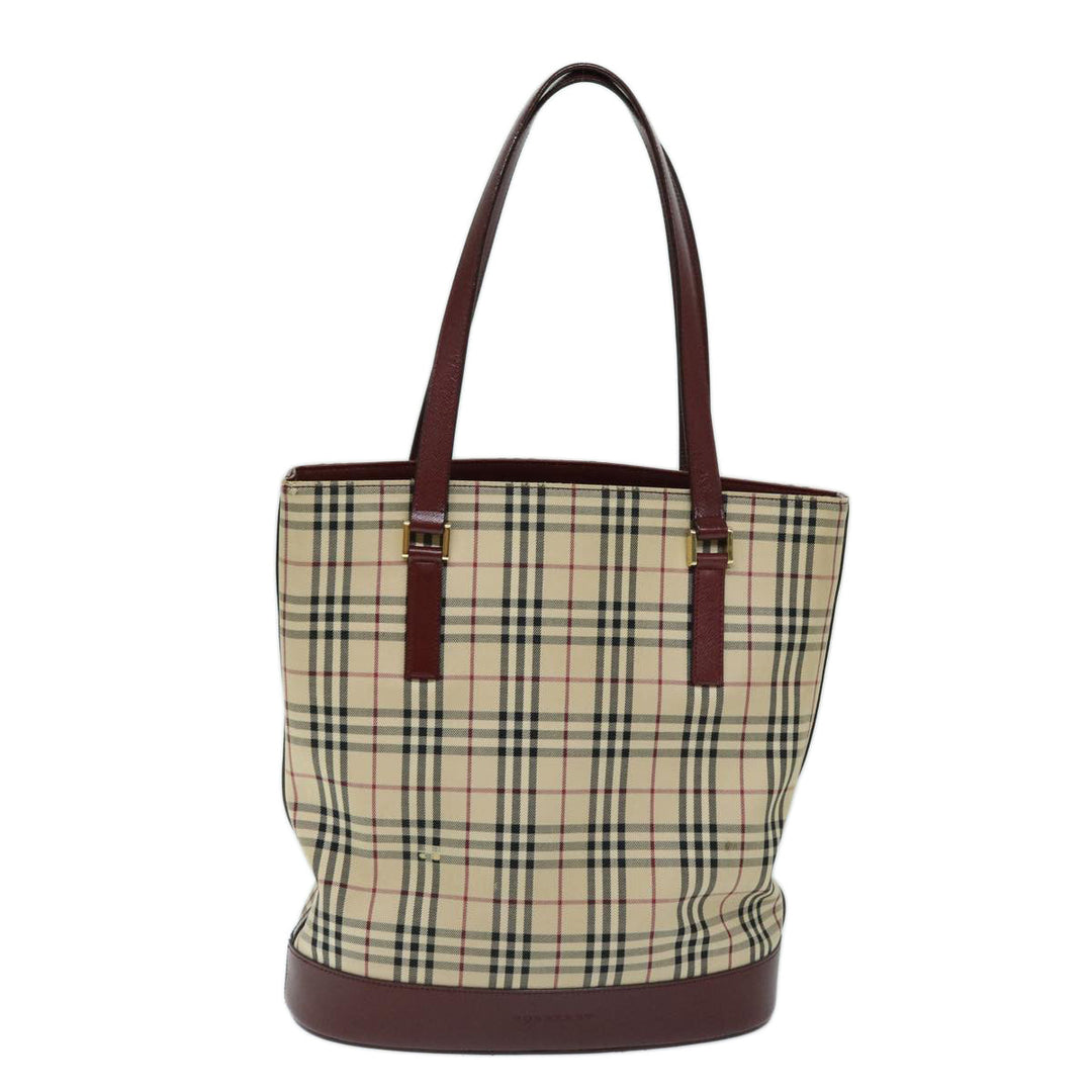 Burberry Nova Check Tote Bag Canvas Beige Auth ep3741