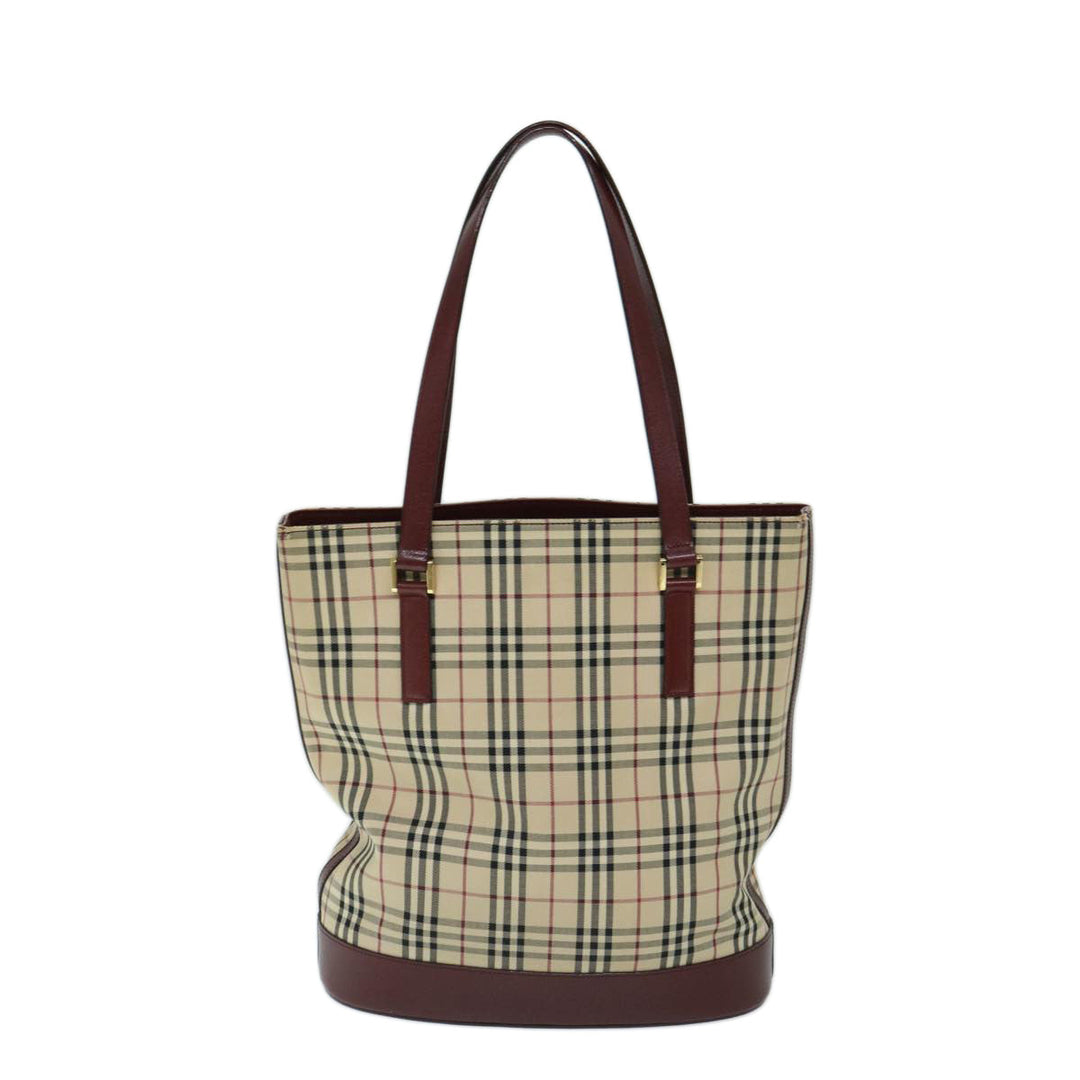 Burberry Nova Check Tote Bag Canvas Beige Auth ep3741