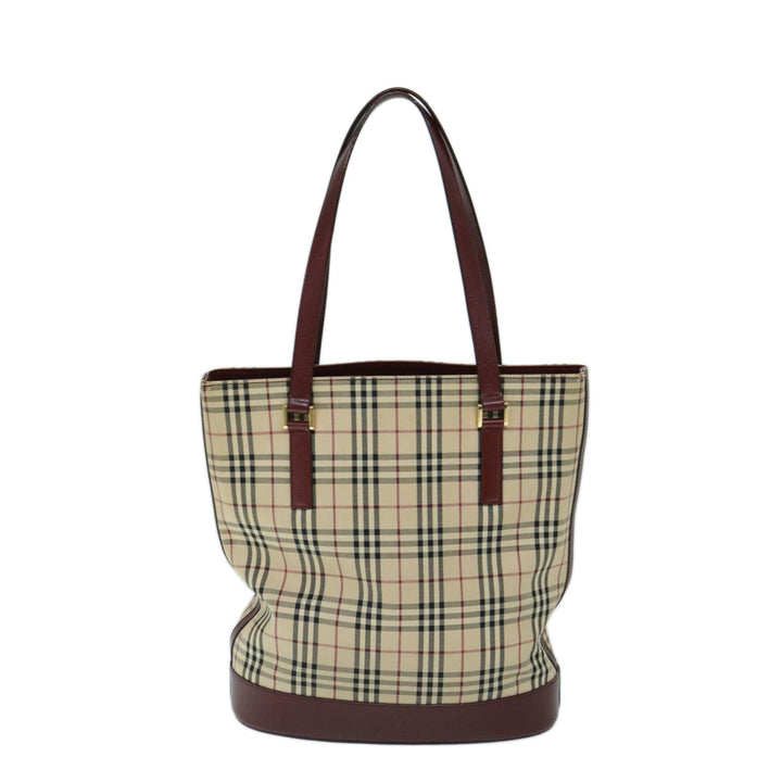 Burberry Nova Check Tote Bag Canvas Beige Auth ep3741