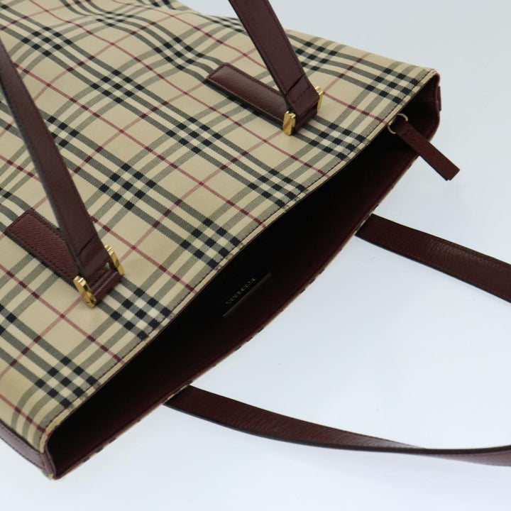 Burberry Nova Check Tote Bag Canvas Beige Auth ep3741