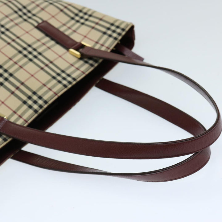 Burberry Nova Check Tote Bag Canvas Beige Auth ep3741