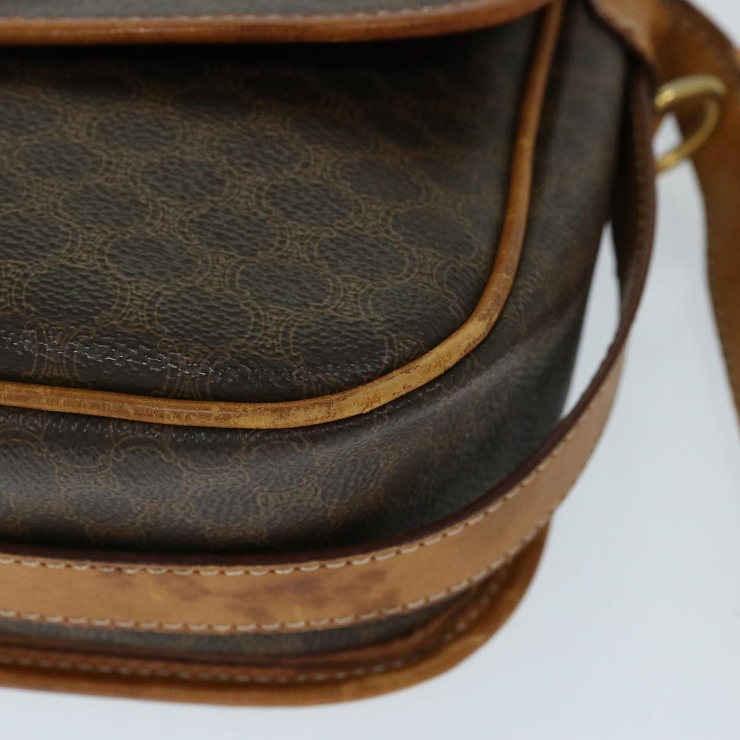 Celine Macadam Canvas Shoulder Bag PVC Brown Auth ep3765
