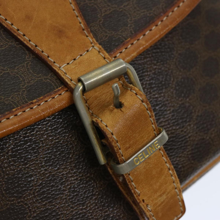 Celine Macadam Canvas Shoulder Bag PVC Brown Auth ep3765