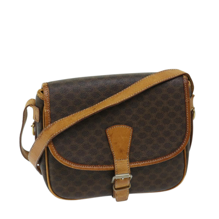 Celine Macadam Canvas Shoulder Bag PVC Brown Auth ep3765