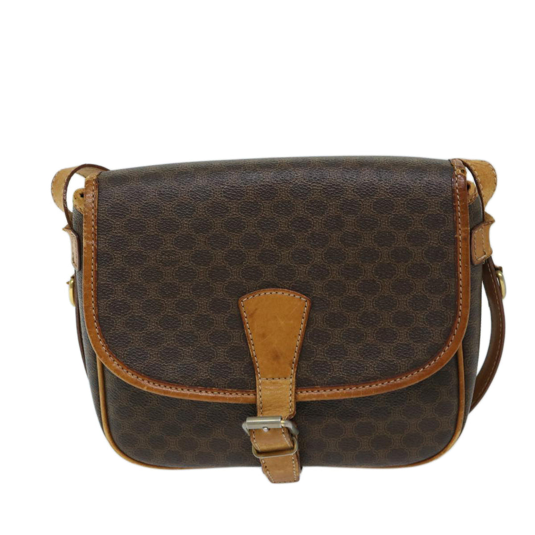 Celine Macadam Canvas Shoulder Bag PVC Brown Auth ep3765