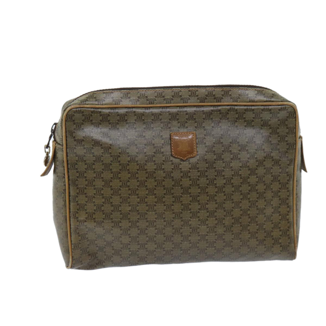 Celine Macadam Canvas Clutch Bag Beige Auth ep3796