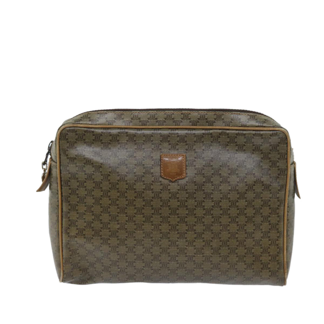 Celine Macadam Canvas Clutch Bag Beige Auth ep3796