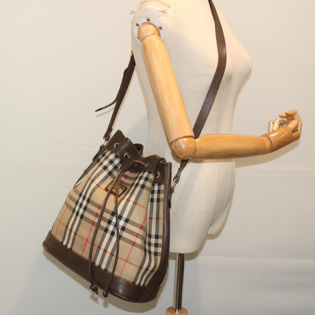 BURBERRYSs Nova Check Shoulder Bag Canvas Beige Auth ep3815